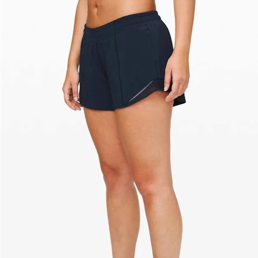 Lululemon Athletica Navy Blue Hotty Hot Shorts low rise 4” size 4 Tall